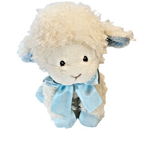 Aurora Baby Plush Lamb Lovey Satin Feet Blue 7.5" Stuffed Animal Easter